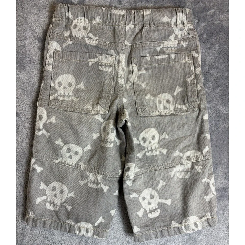 Mini Boden Skull Shorts Boys Size 7 Youth White Gray Inseam 11